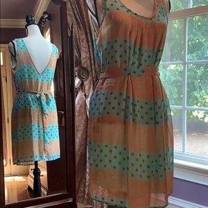 MINT/ORANGE LINED DRESS WITH TAGS
